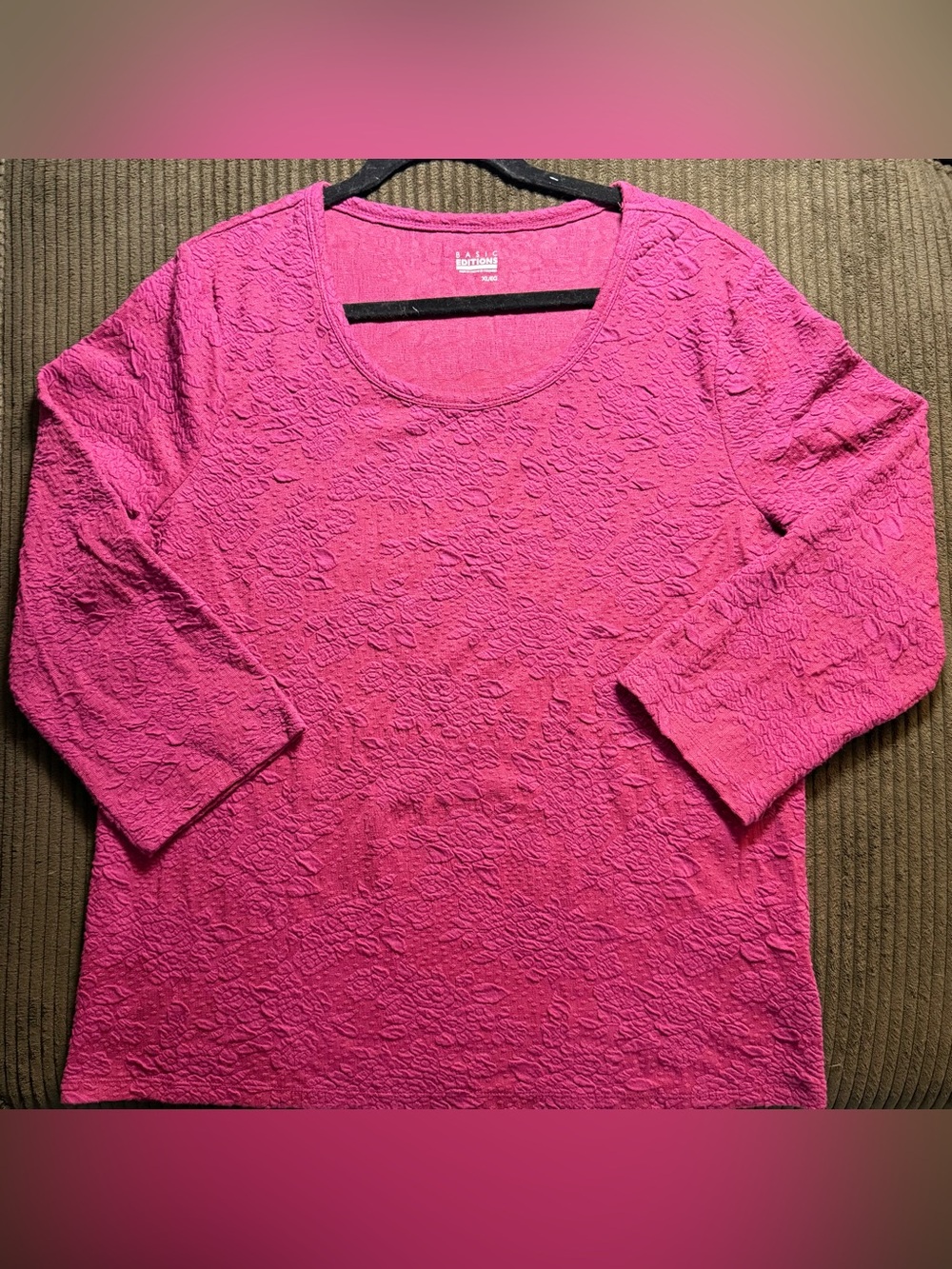 NWT Basic Editions 3/4 Sleeve Top